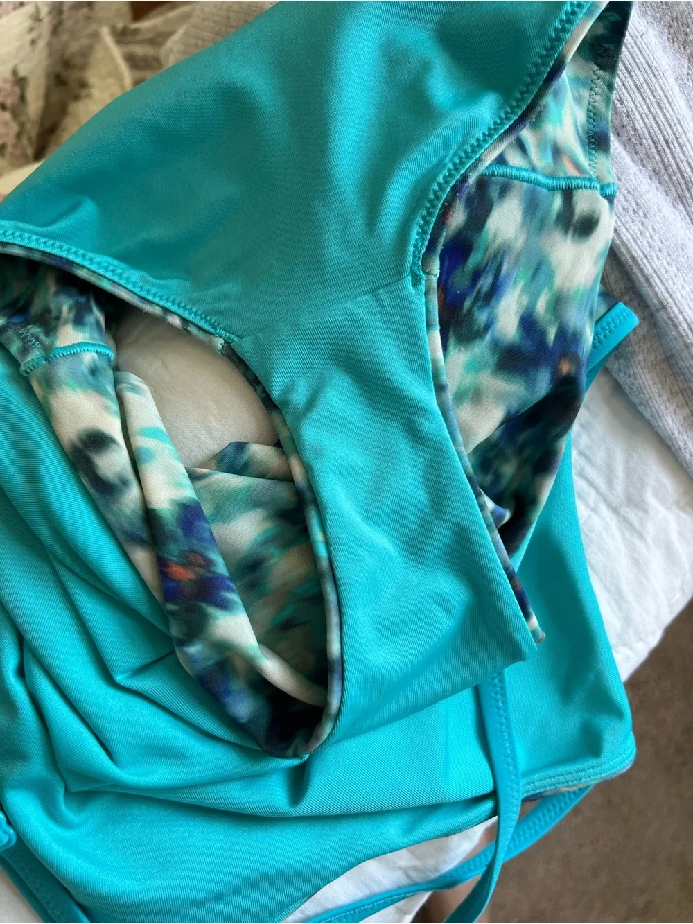 Athleta Teal Floral-Print Girls' One-Piece Swimsuit